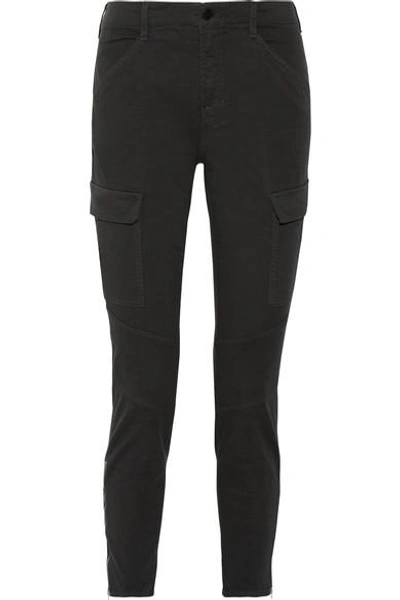 J Brand Houlihan Cropped Cotton-blend Twill Skinny Pants In Charcoal