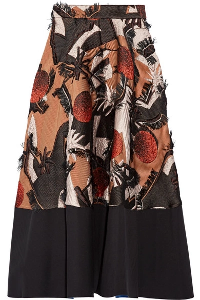 Roksanda Fringed Appliquéd Silk-blend Midi Skirt