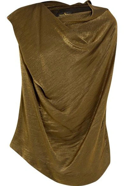 Vivienne Westwood Anglomania Duo Draped Metallic Jersey Top In Gold
