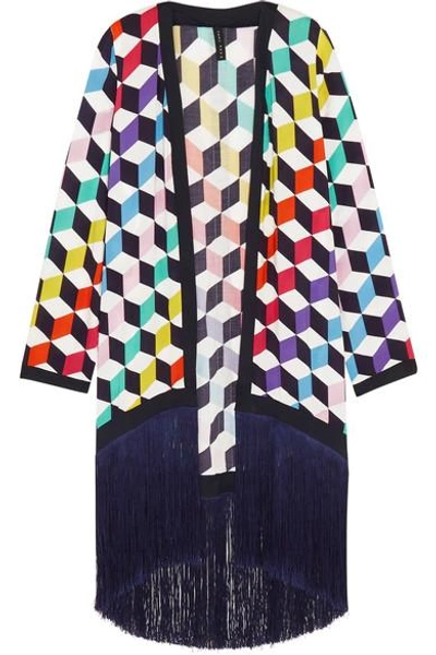 Emma Pake Liliana Fringed Printed Jersey Robe