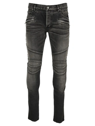 Balmain Zip-detail Denim Jeans In Black