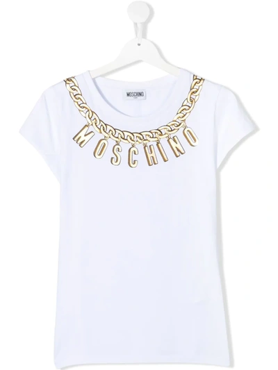 Moschino Kids' Logo-chain T-shirt In White