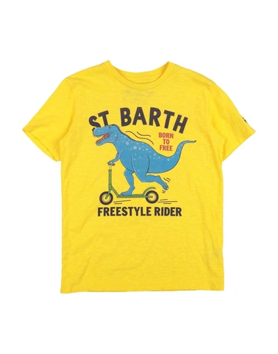 Mc2 Saint Barth Kids' Dinosaur Scooter Boy T-shirt In Yellow