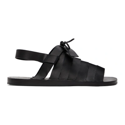 Jil Sander Black Strapped Flat Sandals In 001 Black