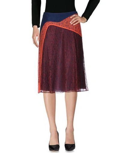 Tory Burch Midi Skirts In Maroon