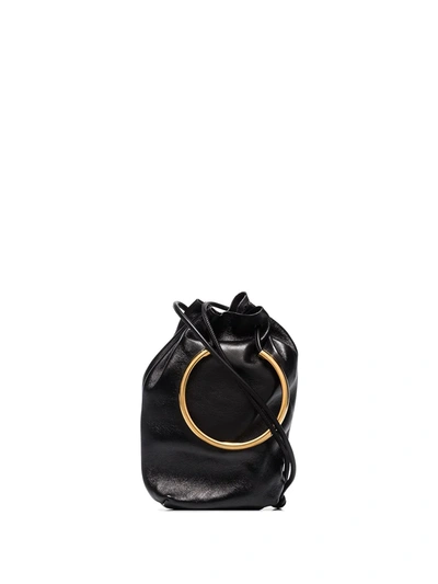 Jil Sander Black Small Metal Bracelet Drawstring Bag
