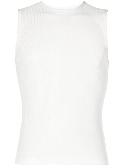 Dion Lee Cropped Ribbed-knit Top In Ivory