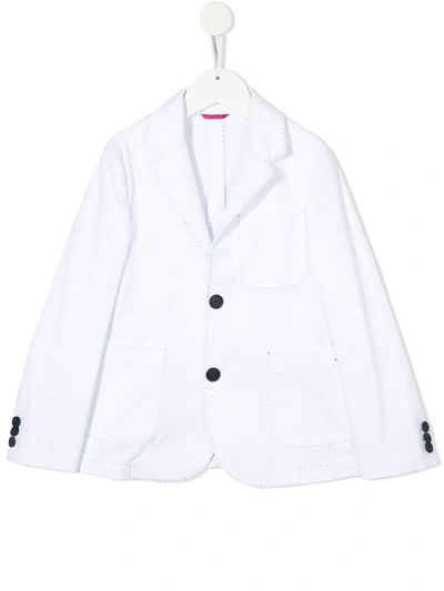 Fay Teen Contrast-stitch Blazer In White