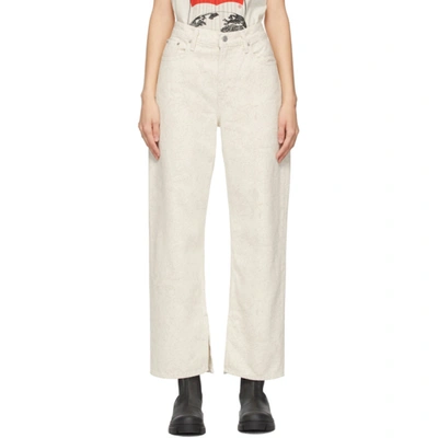 Ganni + Levi's Floral-print Mid-rise Straight-leg Jeans In Nature