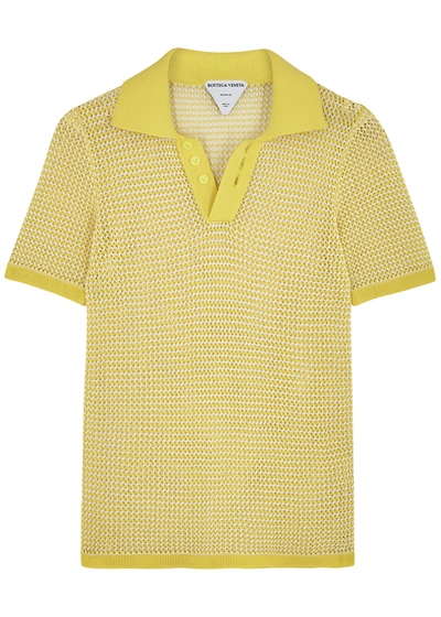 Bottega Veneta Knitted Polo Shirt In Seagrass String Color In Yellow