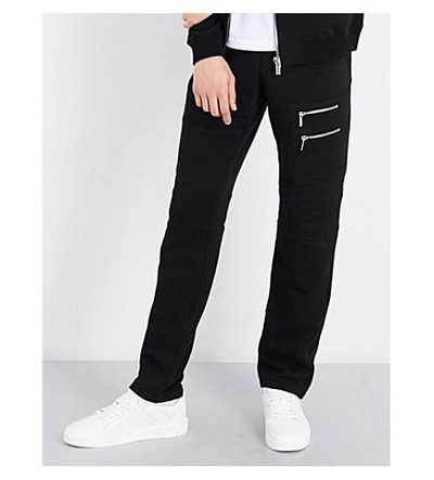 Versace Zip-detail Relaxed-fit Tapered Cotton-jersey Jogging Bottoms In Black