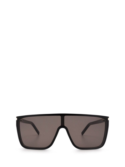 Saint Laurent Eyewear Mask Frame Sunglasses In Black