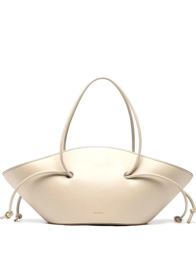 Yuzefi Cannoli Leather Basket Bag In Beige,white ModeSens