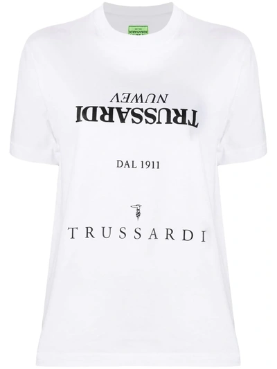 Trussardi White  Jersey Multi-logot-shirt