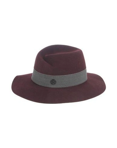 Maison Michel Hat In Maroon