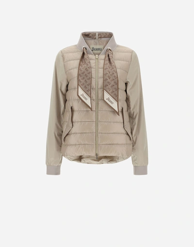 Herno Nylon Ultralight Jacket With Taffeta And Foulard In Light Sand