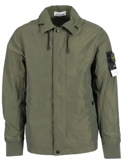 Stone Island Tech Fabric Drawcord Jacket In Green In Dark Green