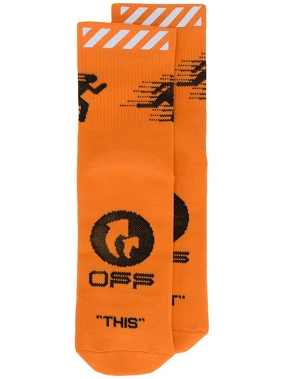 Off-white Men's Orange Cotton Socks