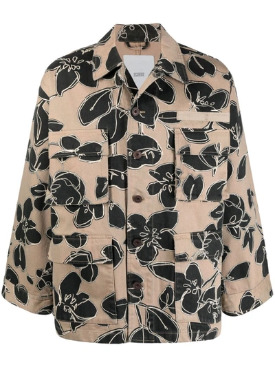 Closed Floral-print Single-breasted Jacket In Neutrals