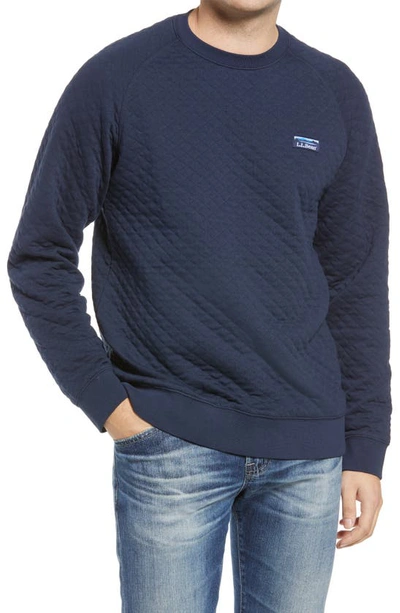 L.l.bean Beans Quilted Crewneck Sweatshirt In Classic Navy