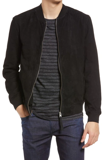 Allsaints Ronan Leather Bomber Jacket In Black