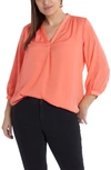 Vince Camuto Rumple Satin Blouse In Bright Coral