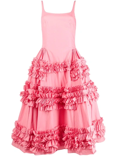 Molly Goddard Angie Ruffled Tiered Cotton Midi Dress In Rosa