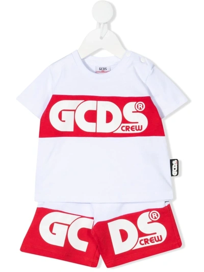 Gcds Babies' Logo-print Short-sleeved Tracksuit In 白色