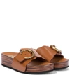 Chloé Ingrid Scalloped Leather Platform Slides In Brown