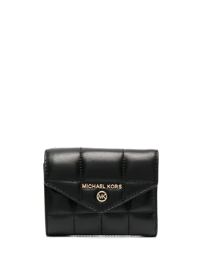 Michael Michael Kors Medium Jet Set Charm Quilted Leather Wallet In Black