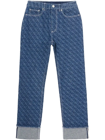 Burberry Marissa Monogram Print Straight Fit Jeans In Blue