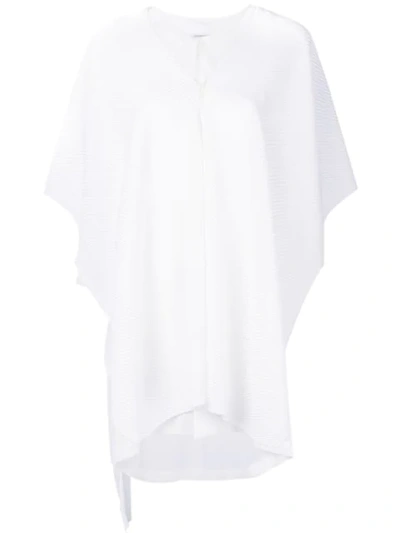 Issey Miyake Pleated-overlay Cotton Tunic Top In White