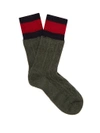 Gucci Web-striped Cable-knit Wool-blend Socks In Green Multi