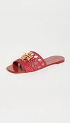 Tory Burch Eleanor Logo Detail Leather Sandals In Red
