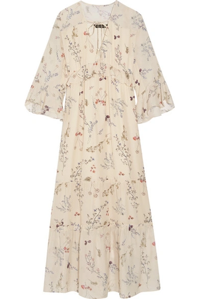 Rachel Zoe Belmont Ruffled Floral-print Silk-chiffon Maxi Dress In Cream
