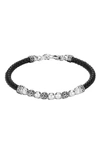 John Hardy Sterling Silver & Black Leather Classic Chain Hammered Silver Bracelet