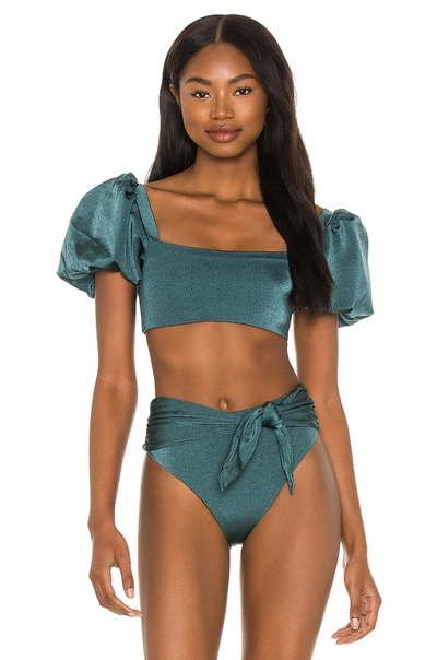 Agua Bendita Calista Papier Bikini Top In Green