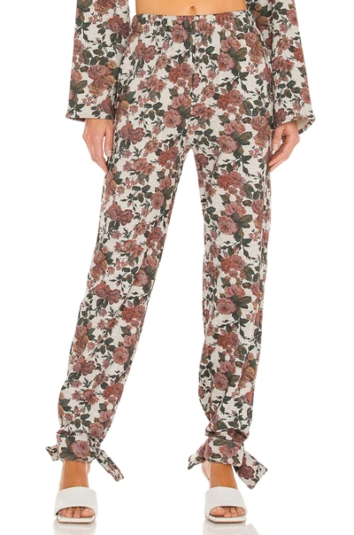 Lovers & Friends Tie Ankle Sweatpant In Red Victorian Floral