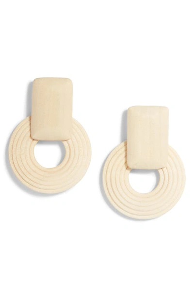 Casa Clara Folly Abstract Wood Drop Earrings In Ivory