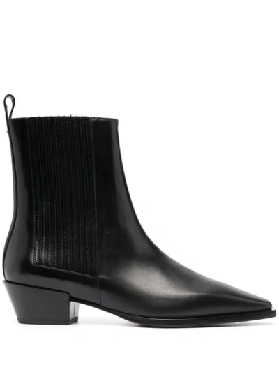 Aeyde Square-toe Leather Ankle Boots In Black