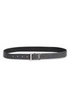 Saint Laurent Laque Ysl Monogram Leather Belt In Storm