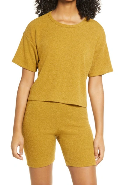 All In Favor Boxy Knit Top In Olive Mustard