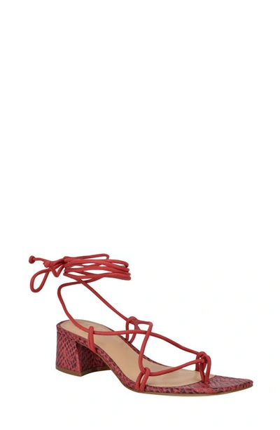 Marc Fisher Ltd Jacinda Lace-up Sandal In Coral Leather