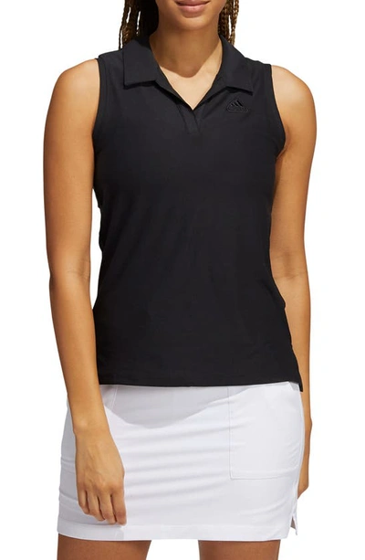 Adidas Golf Sleeveless Polo In Black