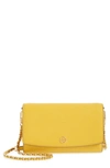 Tory Burch Robinson Leather Wallet On A Chain In Golden Crest/ Rolled Brass