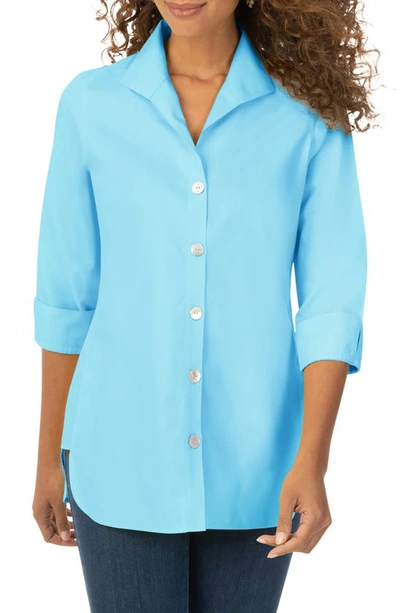 Foxcroft Pandora Non-iron Cotton Shirt In Tropic Blue