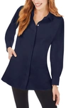 Foxcroft Cici Non-iron Stretch Tunic Shirt In Navy