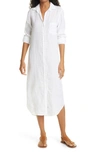 Frank & Eileen Rory Long Sleeve Shirtdress In White Lived In Linen