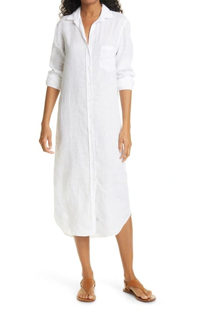 Frank & Eileen Rory Long Sleeve Shirtdress In White Lived In Linen