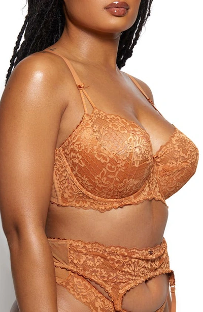 Love, Vera Unlined Underwire Balconette Bra In Manuka Honey